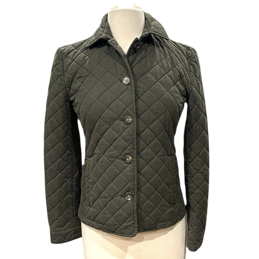 Ralph Lauren Black Label Quilted Button Front Jacket Quilted Lining SZ M Olive